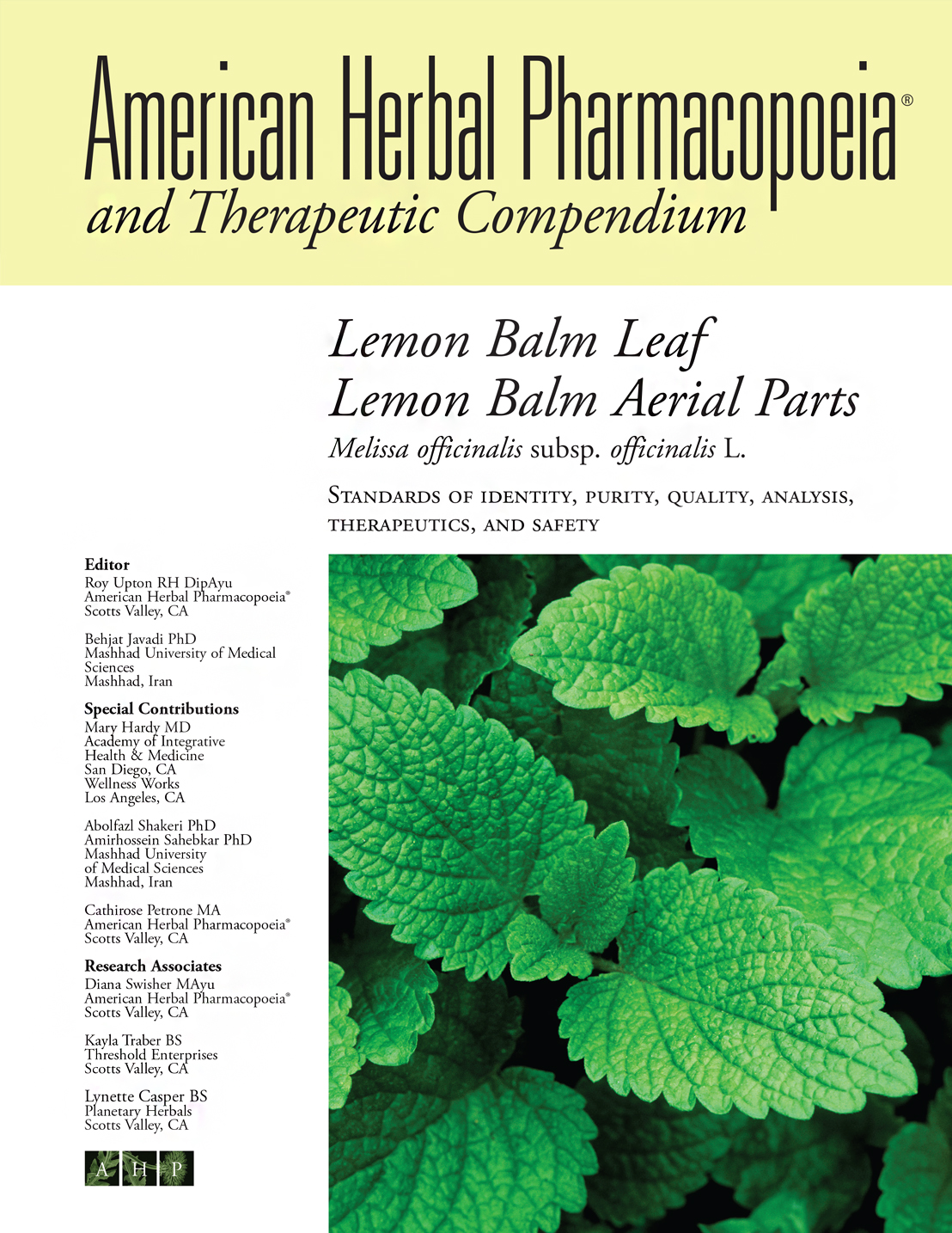 Lemon Balm Leaf & aerial Parts Monograph cover